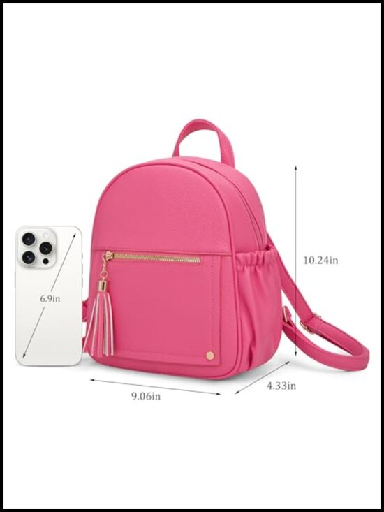 Mini Backpack Purse Anti Theft Secure Lock 4 Pockets Tassel Faux Leather main image 5